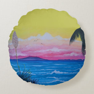 Sunset Ocean  Round Pillow