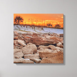 Sunset ocean shoreline Canvas Print