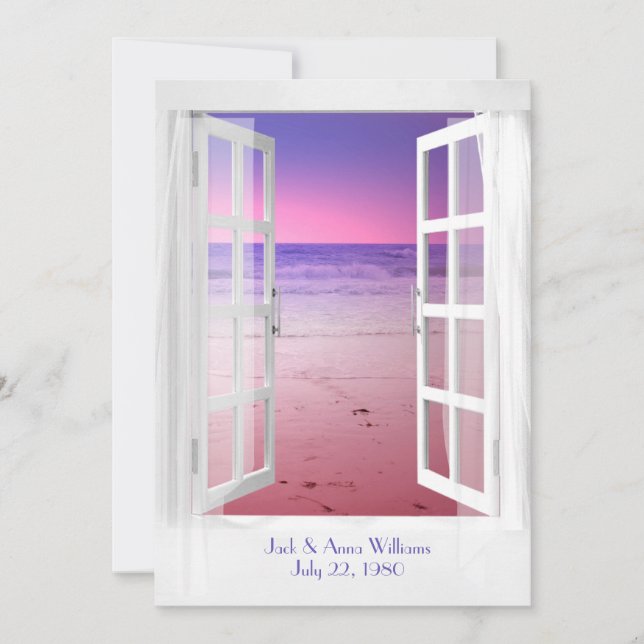 Sunset Ocean view Vow Renewal Ceremony Invitation (Front)