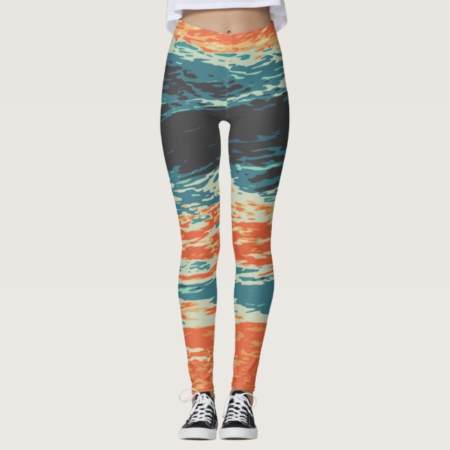 Sunset/Ocean/Wave/Sea Leggings (Front)