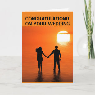 SUNSET OCEAN WEDDING MARRIAGE CONGRATULATIONS CARD