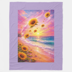 Sunset of Infinite Peace: Magical Sunflowers Fleece Blanket