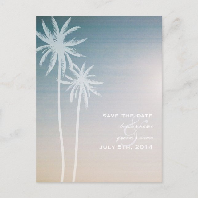Sunset Ombré Beach Wedding Save The Date Announcement Postcard (Front)
