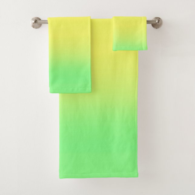 Sunset Ombre green & Yellow Bath Towel Set (Insitu)