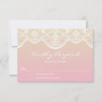 Sunset Ombre Lace Pattern Wedding RSVP