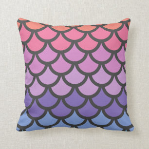 Sunset Ombre Mermaid Scales Throw Pillow