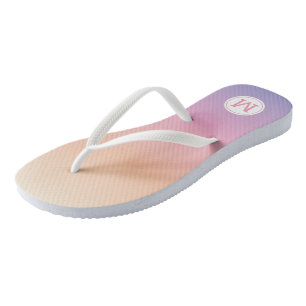 Sunset Ombre Purple Pink Peach Monogram Flip Flops