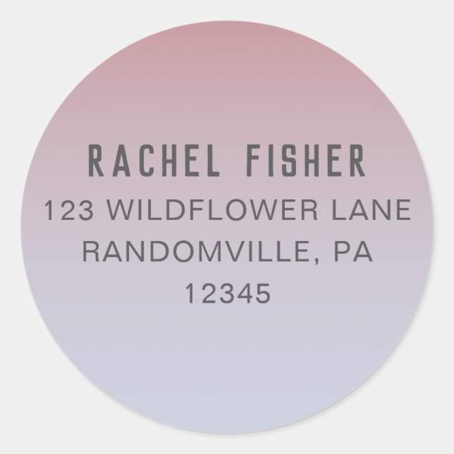 Sunset Ombre Round Return Address Labels (Front)