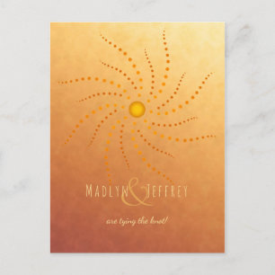 Sunset ombre sunny dots mandala save the date announcement postcard
