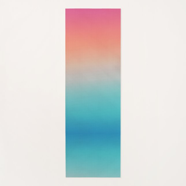 Sunset Ombre Turquoise to Pink Yoga Mat (Front)