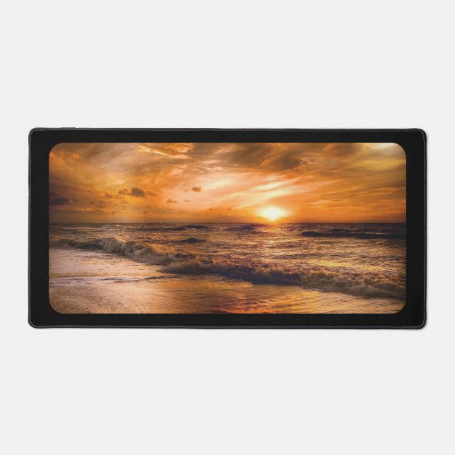 Sunset on a deserted beach desk mat (Front)