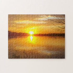 Sunset On A Lake Jigsaw Puzzle