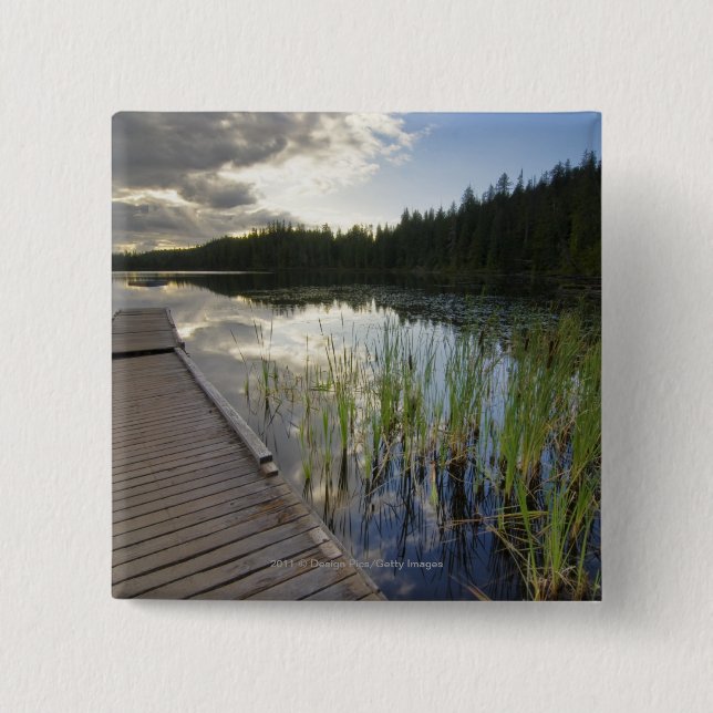 Sunset On A Small Lake 2 Inch Square Button (Front)