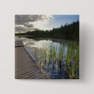 Sunset On A Small Lake 2 Inch Square Button