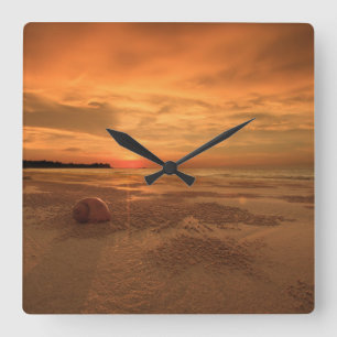 Sunset On A Thai Beach Square Wall Clock