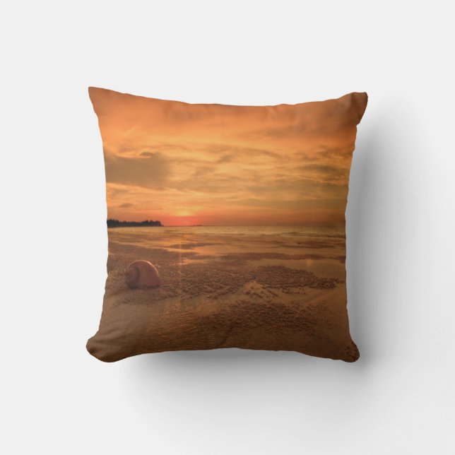 Sunset On A Thai Beach Throw Pillow (Front)