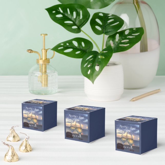 Sunset On Beach Blue Wedding Favour Boxes (Multiple)