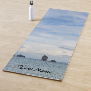 Sunset on beach ocean view  Personalized name Yoga Mat