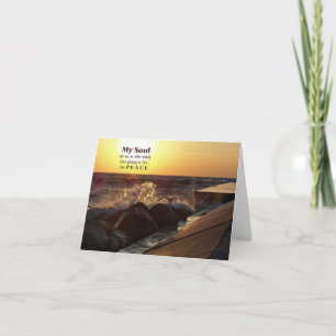 Sunset On Beach Rocks With Quote Card