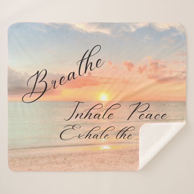 Sunset on Beach Sherpa Blanket (Front (Horizontal))