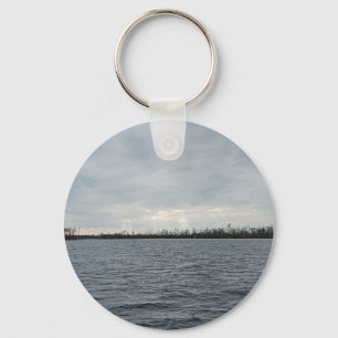 Sunset on Broad Creek Light beaming on the water Keychain