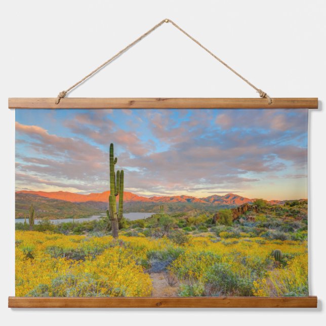 Sunset on Desert Landscape Hanging Tapestry (Front)