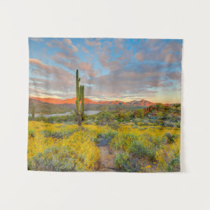 Sunset on Desert Landscape Tapestry