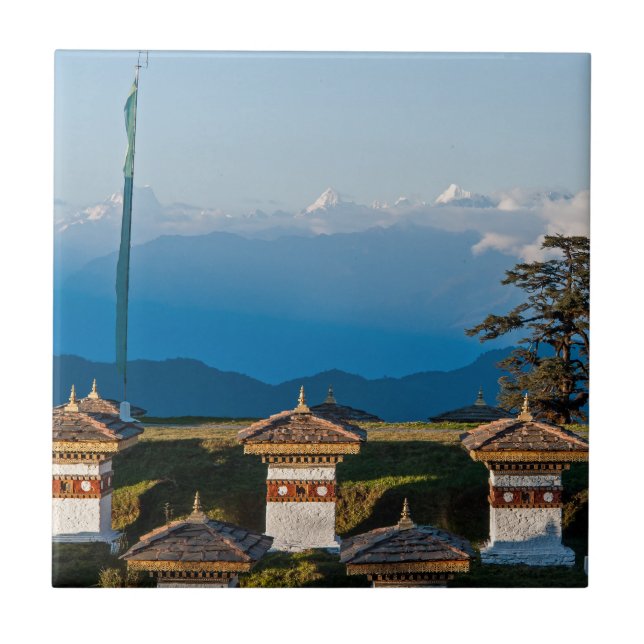 Sunset on Dochula Pass - Bhutan, Himalaya Tile (Front)