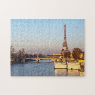 Sunset on Eiffel tower and Pont Rouelle - Paris Jigsaw Puzzle