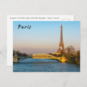 Sunset on Eiffel tower and Pont Rouelle - Paris Postcard