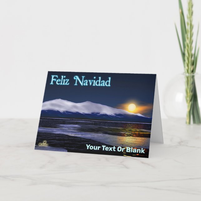 Sunset On Ice - Feliz Navidad Holiday Card (Front)