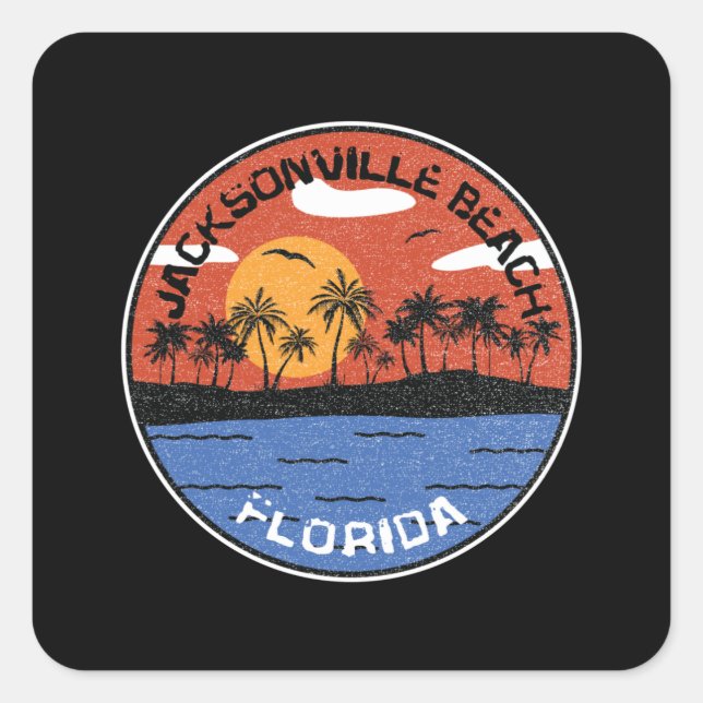 Sunset On Jacksonville Beach Florida Square Sticker (Front)