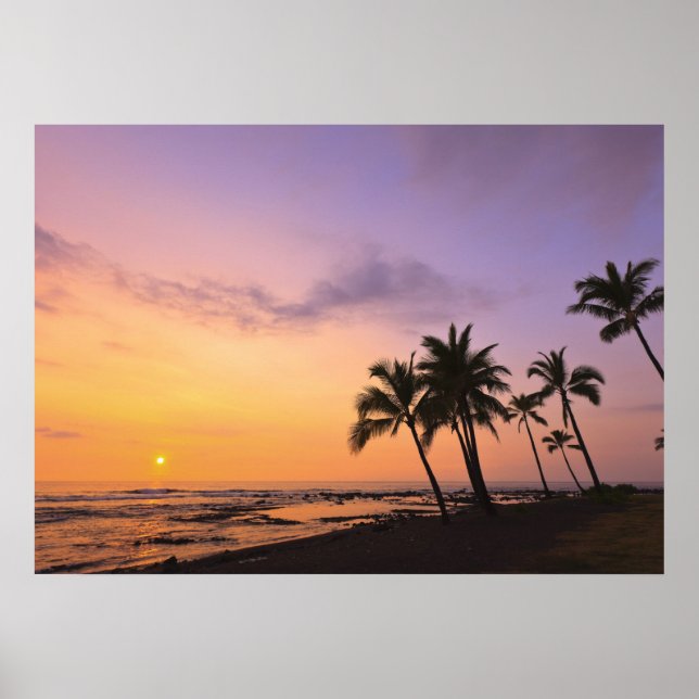 Sunset on Kahaluu Bay in Kona,Hawaii 2 Poster (Front)