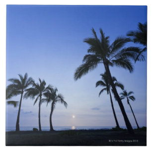 Sunset on Kahaluu Bay in Kona,Hawaii Tile