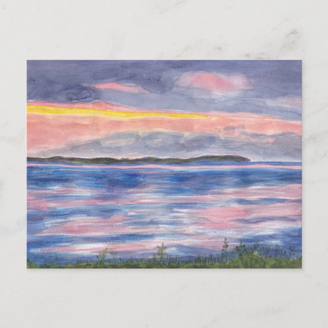 Sunset on Kelleys Island Watercolors Postcard (Front)