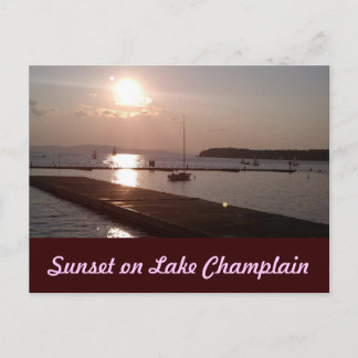 Sunset on Lake Champlain Burlington Vermont Postcard