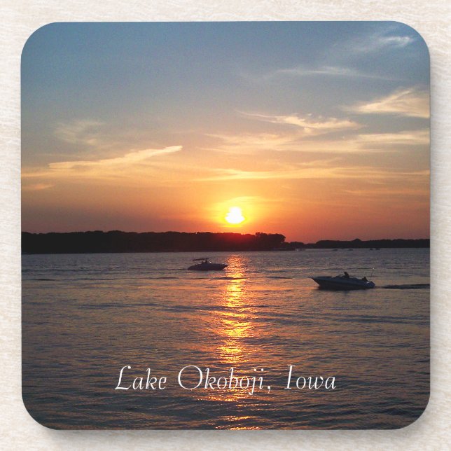 Sunset on Lake Okoboji, Iowa Coaster (Front)