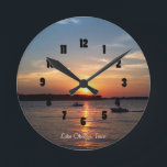 Sunset on Lake Okoboji, Iowa Round Clock<br><div class="desc">Beautiful sunset on Lake Okoboji,  Iowa</div>