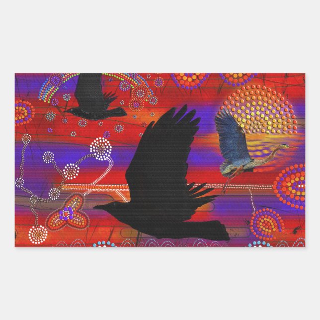 Sunset on Lake Wendouree Australian Aboriginal Art Sticker (Front)