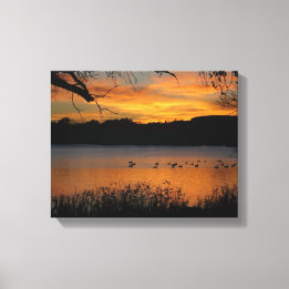 Sunset on Lake Wrapped Canvas Print