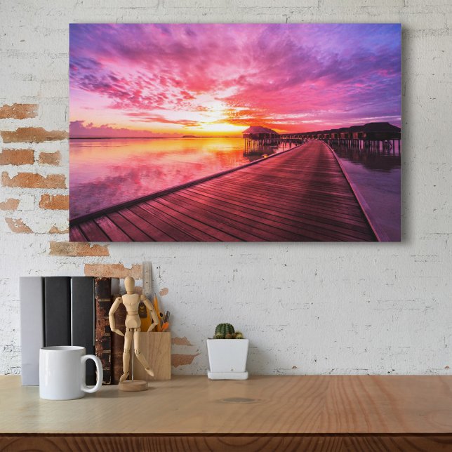 Sunset on Maldives Island | Water Villas Resort Canvas Print (Creator Uploaded)