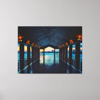 Sunset on Maldives Island | Water Villas Resort Canvas Print