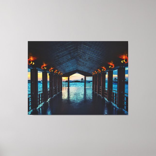Sunset on Maldives Island | Water Villas Resort  Canvas Print (Front)