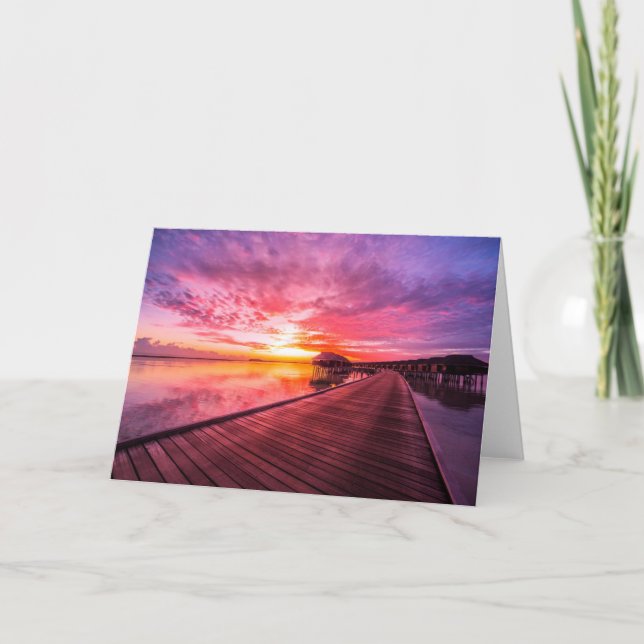 Sunset on Maldives Island | Water Villas Resort Card (Front)