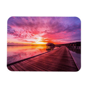 Sunset on Maldives Island Water Villas Resort Magnet