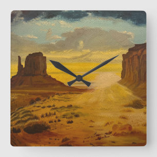 Sunset on Monument Valley, by Gary Poling Square Wall Clock