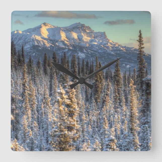 Sunset on Mount Fellows Square Wall Clock (Front)