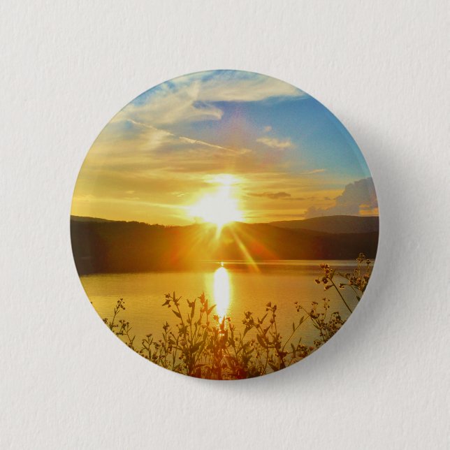 Sunset on mountain Lake Arrowhead 2 Inch Round Button (Front)