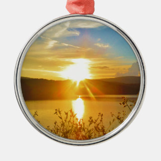 Sunset on mountain Lake Arrowhead Metal Ornament