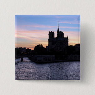 Sunset on Notre Dame de Paris 2 Inch Square Button